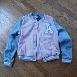 New Cotton Pink and Grey "A" Baseball/ Letterman Jacket